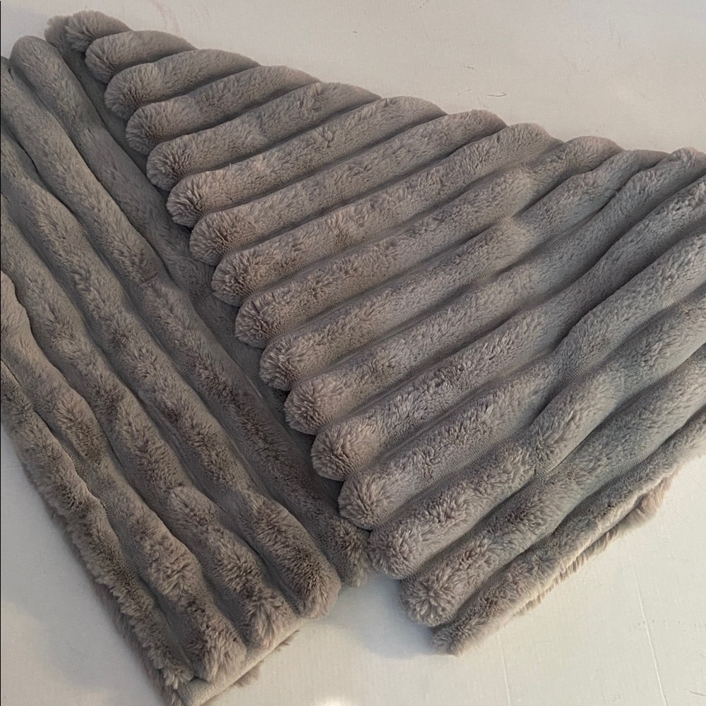 UGG Soft Gray Faux Fur Baby Blanket